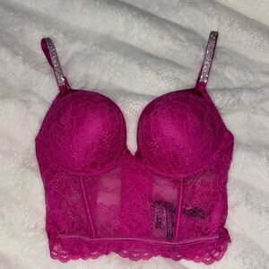 Victoria’s Secret Hot Pink Bombshell Push-Up Sequin Corset 34B